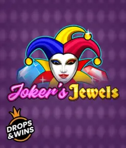 Discover the colorful ambiance of the Joker's Jewels game by Pragmatic Play, featuring a charming joker's mask adorned with a vivid jester hat. This image conveys the joyful spirit of traditional joker games, set against a lavender background. Ideal for those who love classic slot games, delivering a delightful play experience. 